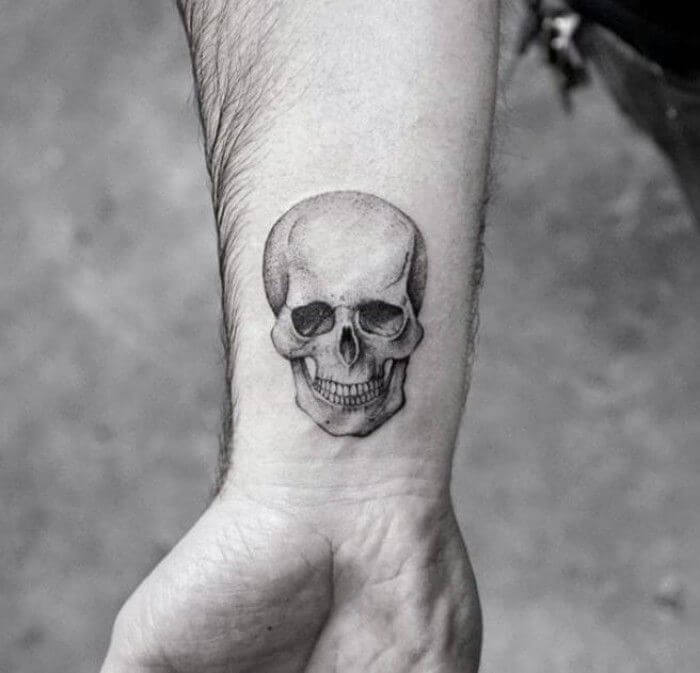 Simple Wrist Skull Tattoo