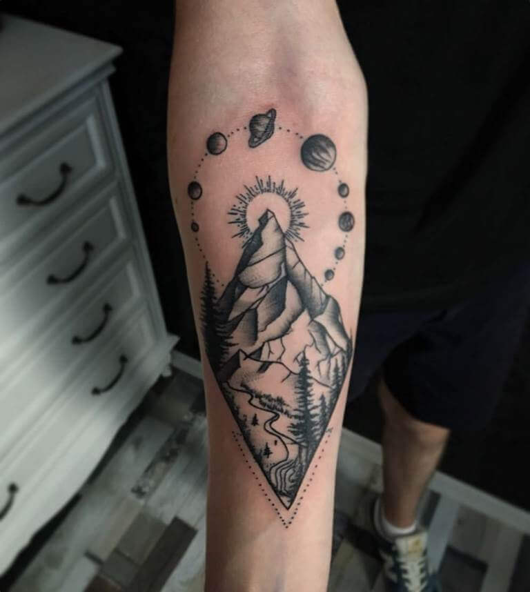 Triangle Mountains and Solar System Tattoo