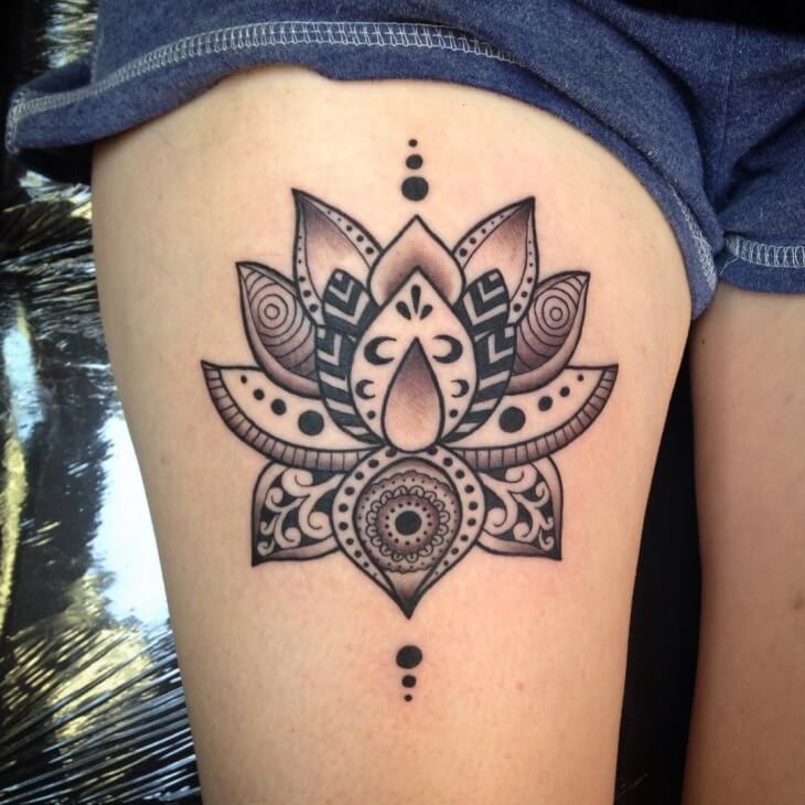 Tribal Design Lotus Flower Ink