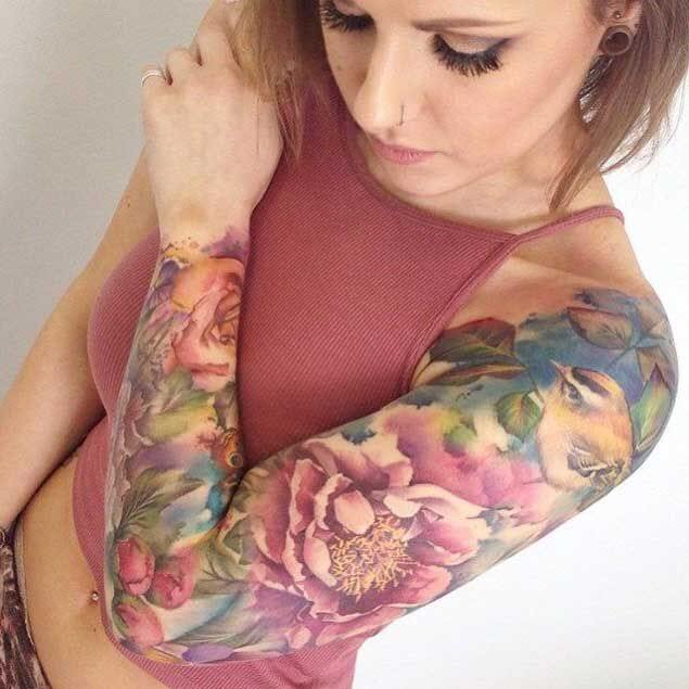Watercolor Style Full Hand Sleeve
