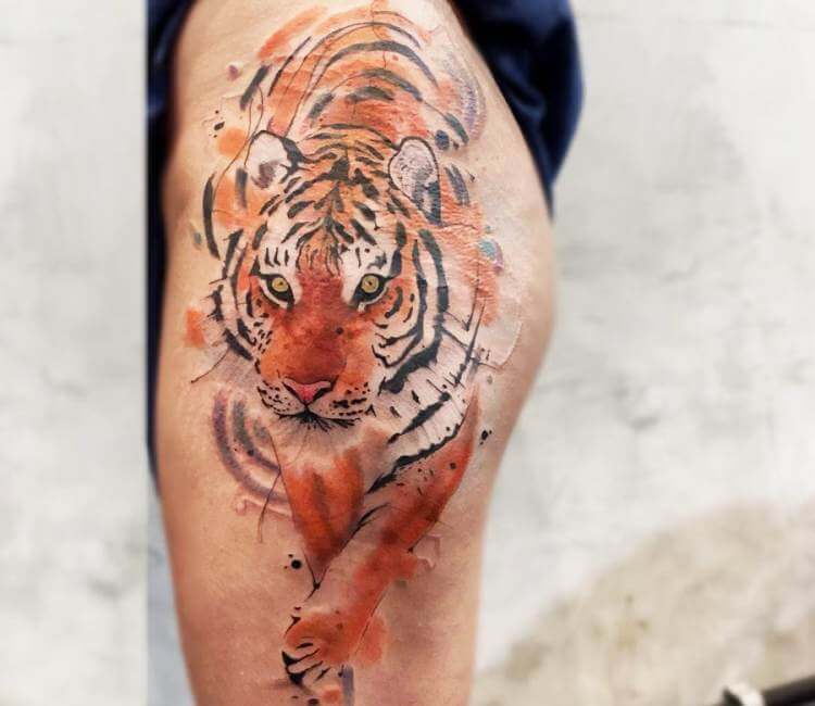 Watercolor Tiger Ink Design