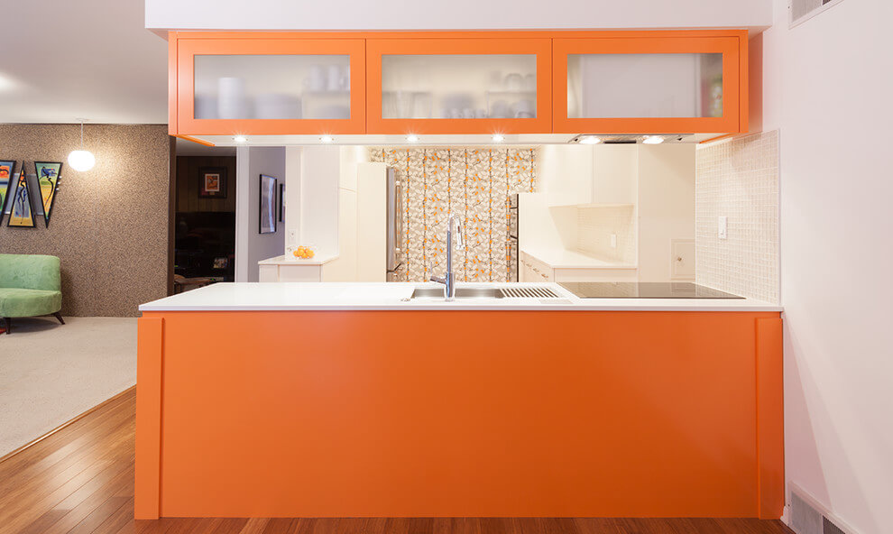 Bright Orange and White Kitchen