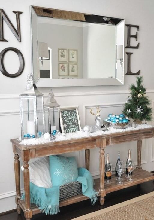 Christmas Shelf Silver Blue Decoration
