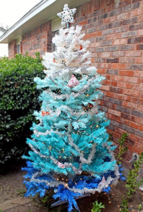 Ombre Tree Silver Blue Decoration