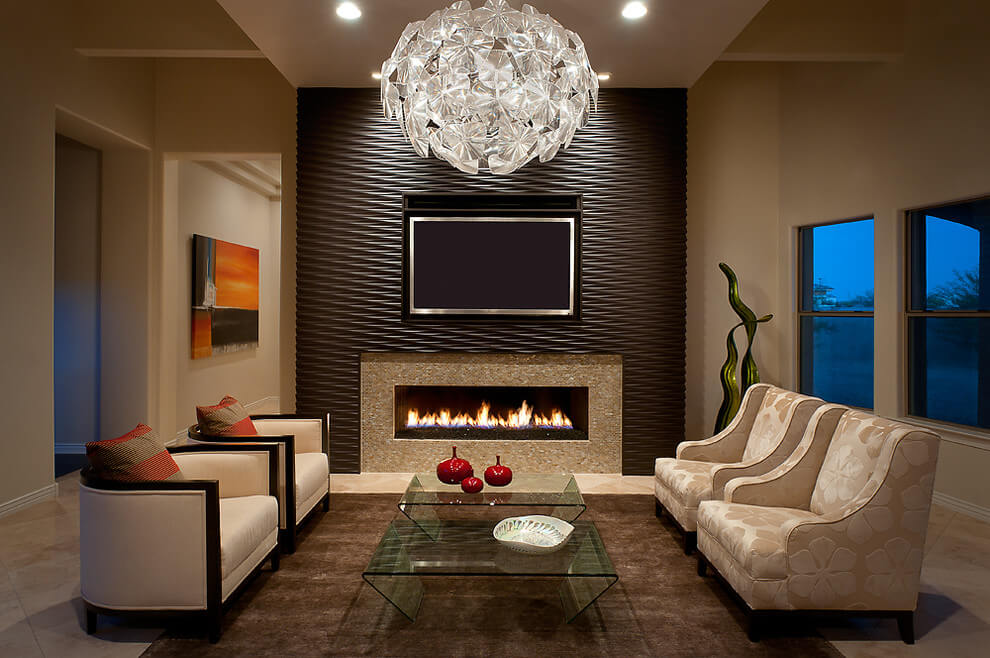 brown wall living room design